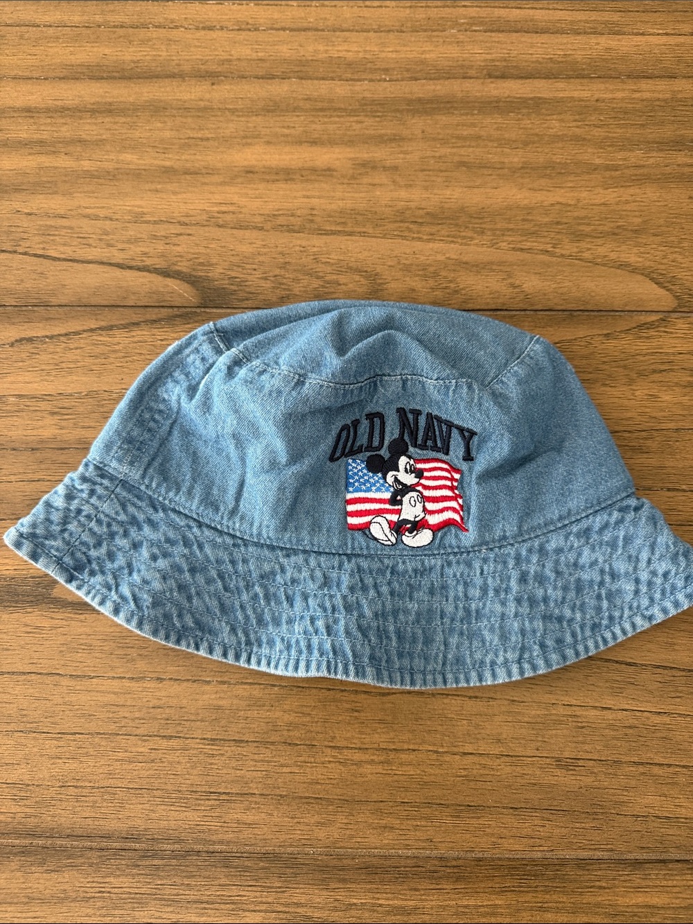 Old Navy Denim Bucket Hat with Mickey and Flag - Light Blue